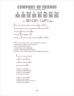 Songbook sample page showing chord charts and lyrics